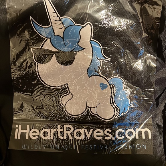 Brand New IHeartRaves Black Unicorn Drawstring Bag - Picture 2 of 4